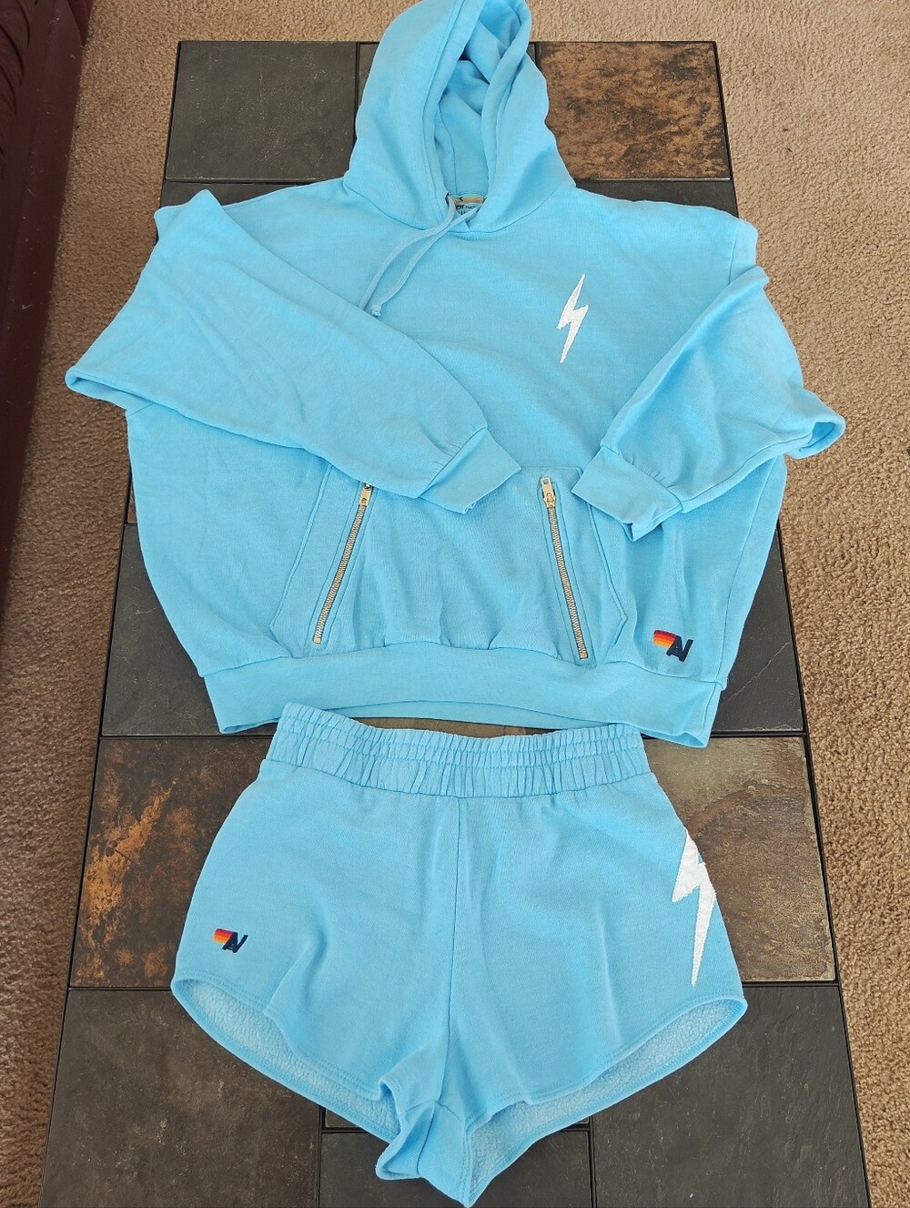 Aviator Nation Bolt Stitch Hoodie S & Shorts XS - Picture 2 of 16